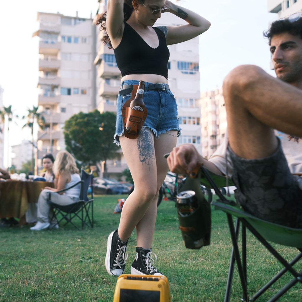 Deri Bira Taşıma Kılıf - Diceroscraft