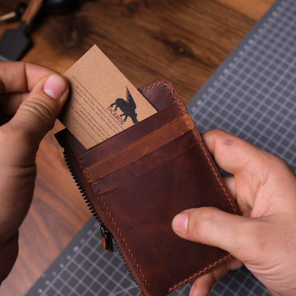 Midi Deri Fermuarlı Cüzdan - Berçeste - Diceroscraft